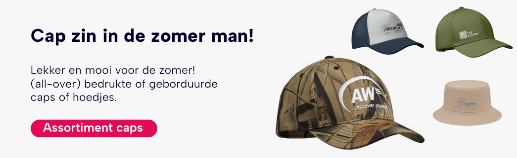 Bedrukte of geborduurde caps en hoedjes